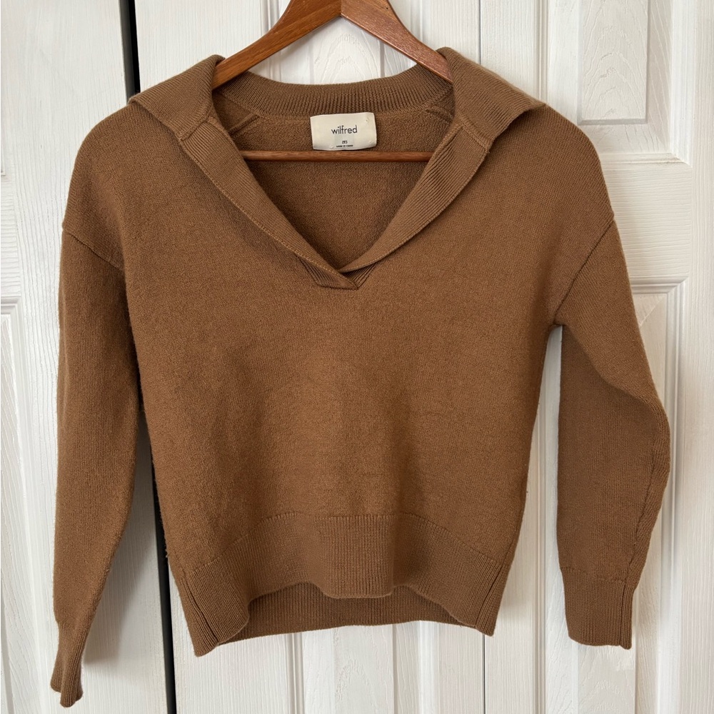 Wilfred Clara Merino Wool Waist Sweater in Camel Size 2XS
